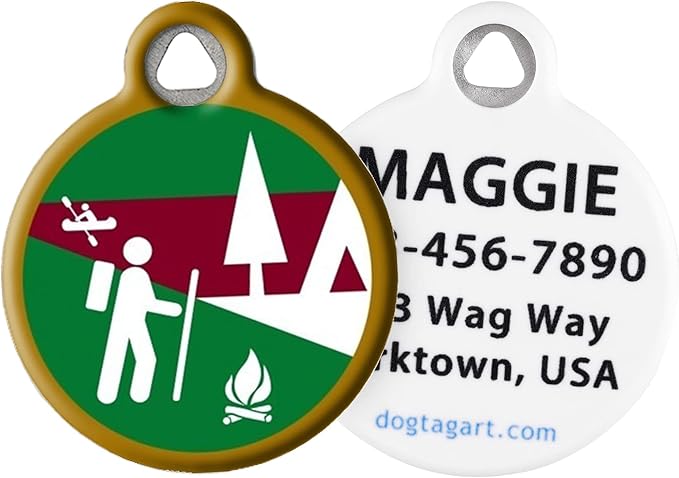 Dog Tag Art Trail Mix Lupine Pattern Personalized Pet ID Tag for Dogs and Cats, Silent Polymer Coated Stainless Steel Nametag wit Customized Identification Information, Small .875" Diameter
