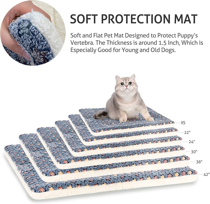 Mora Pets Dog Bed Crate Pad Ultra Soft Pet Bed with Cute Star Print Washable Crate Mat for Large Medium Small Dogs Reversible Fleece Dog Crate Kennel Mat Cat Bed Liner 41 x 29 inch Dark Blue