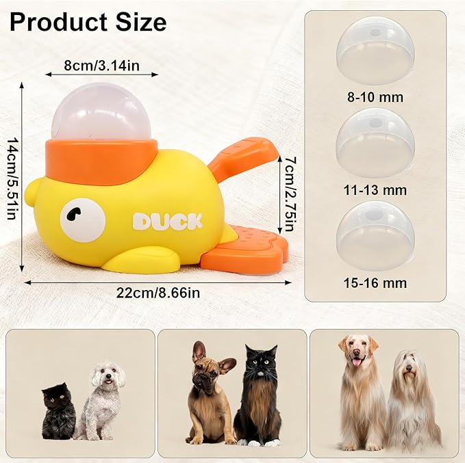 2-in-1 Dog Interactive Treat Dispenser Toy - Durable Food Puzzle Slow Feeder, Duck Shape Enrichment Toys with Button, Mentally Stimulating Toys for Dogs/Cats/Pets