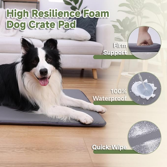 Waterproof Dog Crate Pad, Medium Crate Mat Bed, Outdoor Kennel Mat Beds Dog Sleeping for Small Medium Pets, Clooling, Waterproof, Wipeable, Anti-Slip, Kennel Pads 29 x 18 Inch, Dark Gray