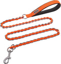 Chain Dog Leash Chew Proof Metal Leash for Medium Large Dogs, Chain Link Dog Anti Chew 5.2FT / 4FT Strong Anti Bite Comfortable Soft Padded Handle (Orange, 4FT(80-150lb))