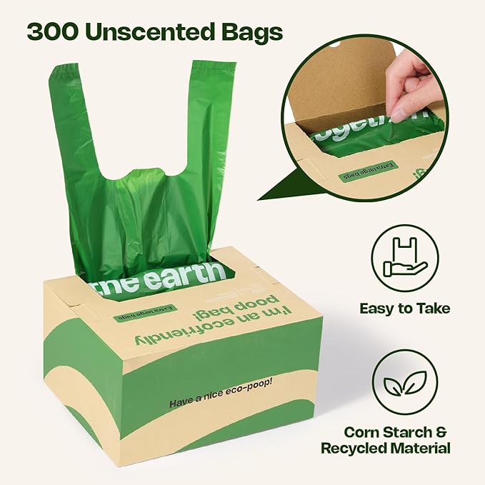 Dog Poop Bags with Handles 300 Counts Big Sizes Leak Proof and Extra Thick Waste Bags for Walking Small Medium Large Dogs Cats Litter Unscented
