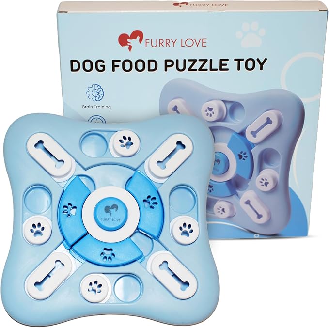 Dog Puzzle Food Feeder | Level 3 IQ Training Toy for Small/Medium/Large Dogs | Mental Enrichment & Aggressive Chewer Gift | Interactive Treat Puzzle -Blue