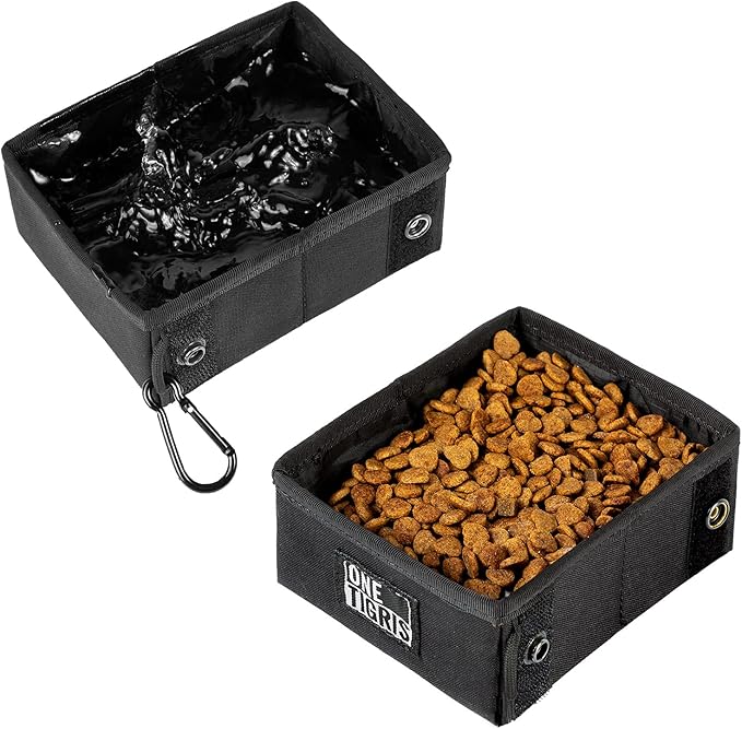 OneTigris Military Pet Bowl Collapsible 70 oz Treat Food & Water Holder for Small to Medium Puppy Dog