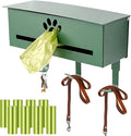 Blulu Wall Mount Dog Poop Bags Dispenser Holder with Hooks Metal 200/300 Single Large Roll Pet Waste Station Bags Dispenser for Outdoor Indoor Home Yard Doggy (Green)