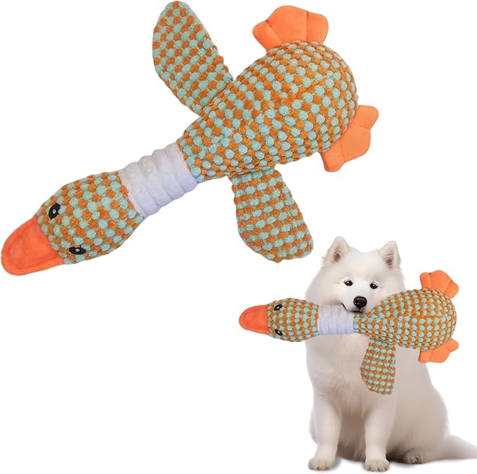 Squeaky Dog Toys for Small, Medium, and Large Breeds, Stuffed Chew Dog Toys to Keep Them Busy, Orange Duck
