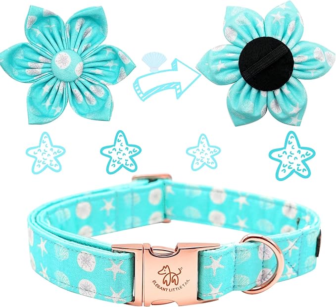 Elegant Little Tail Girl Dog Collar with Flower for Small, Medium, Large Dogs - Summer Flower Collar