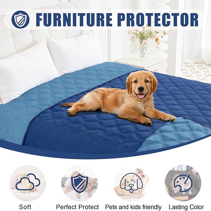 Smiry Waterproof Dog Bed Cover Blanket 40x80, Soft Reversible Pet Blanket, Washable Leakproof Cats Dogs Couch Cover for Sofa, Couch, Furniture, Navy/Blue