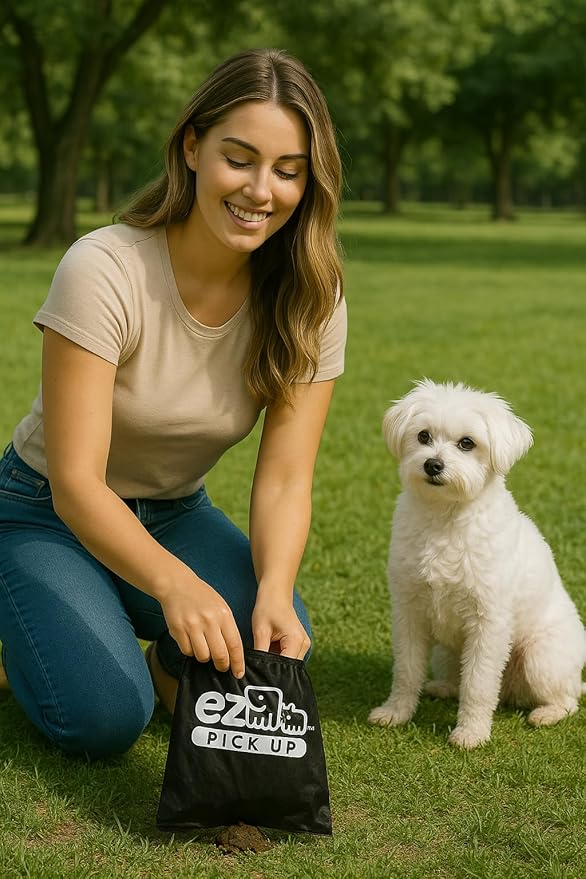 EZ Pick Up 1000 Count Dog Waste Poop Bags, Unscented Single Roll, Heavy Duty, Improved Thickness (Black - 1000ct)