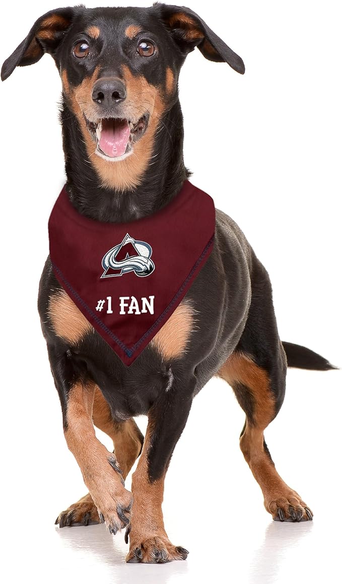 Pets First NHL Colorado Avalanche Personalized Tie Around Bandana for Dogs & Cats, Size Small/Medium. Custom Dog Bandana Scarf Bib for Pet Cat Dog. The Ultimate Game-Day & Party Customizable Bandana