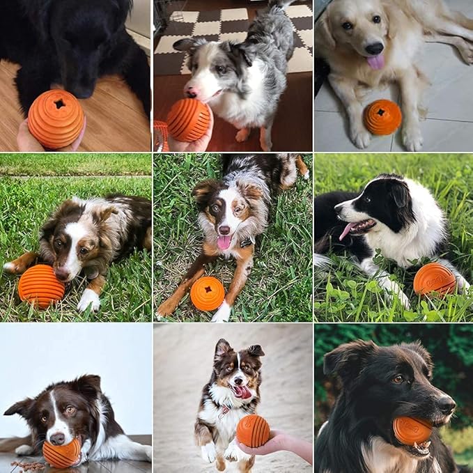 LaRoo Dog Puzzle Toy, Interactive Dog Toys for Treat Dispensing, Medium and Large Dogs,Dog Treat Ball for Teeth/Slow Feeder/IQ Training/Playing (3.5in Orange)