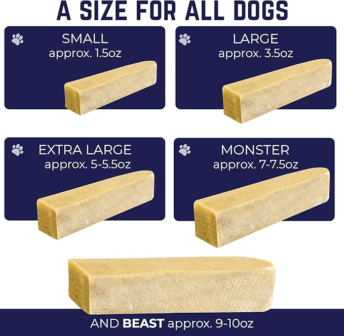 Devil Dog Pet Co. Himalayan Yak Cheese Dog Chews, Medium - 4 Pack, 100% Natural & Healthy, Lactose-Free, Long-Lasting Dog Treats, Premium Yak Milk Chew Bones for Dogs