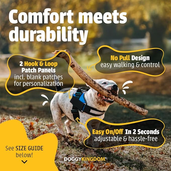 Non Pull Dog Harness with Patch Panels and Handle, Adjustable, Reflective, No Choke, Heavy Duty Easy On Service Dog Vest Harnesses for Medium Large Small Sized Dogs - Military Green, M