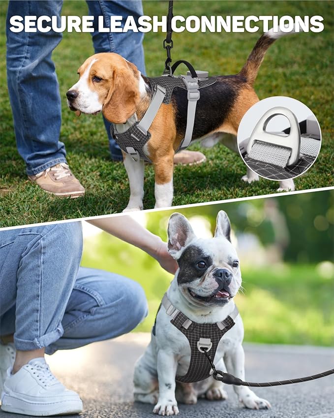 TagME No Pull Dog Harness with 2 Leash Clips,Lightweight & Visible for All-Day Walking, No Choke Pet Vest Includes AirTag Holder for Medium Dogs,Black