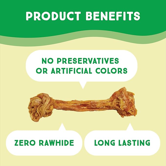 Ultra Chewy Turkey Tendon Knotted Bones for Dogs - Premium All-Natural, Hypoallergenic, Long-Lasting Dog Chew Treat, Easy to Digest - Ingredient Sourced from USA (3.5 Inch - 4 Pack)
