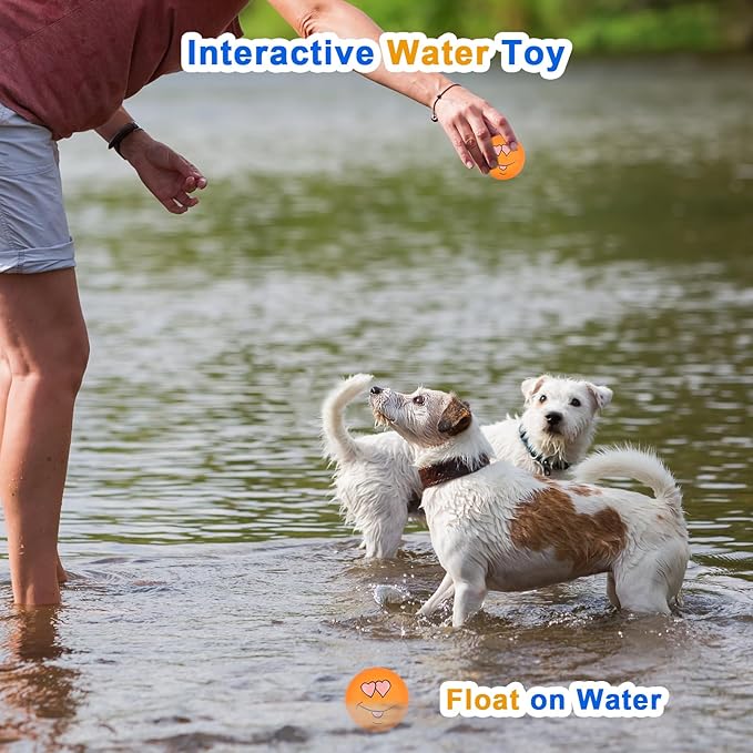 Dog Squeaky Toys Latex Squeak Balls Rubber Soft Chewing Fun Smile Toys Interactive Fetch Play Dog Balls for Puppy Small Pet Dogs (3 PCS)…