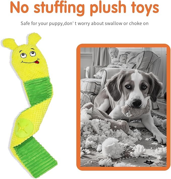 No Stuffing Squeaky Dog Toys 3-Pack – Interactive Crinkle Plush Snuffle Toys, Tug of War Toy for Small, Medium, and Large Dogs, Soft Puppy Toys, Ideal Gift for Dogs (3 PCS)