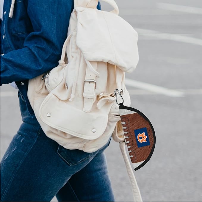 Pets First NCAA Auburn Tigers Collapsible Dog Travel Bowl, Food and Water Bowl for Dogs & Cats. Lightweight Leak-Proof Pet Bowl for Travel with Football Field & Pebble-Grain Design