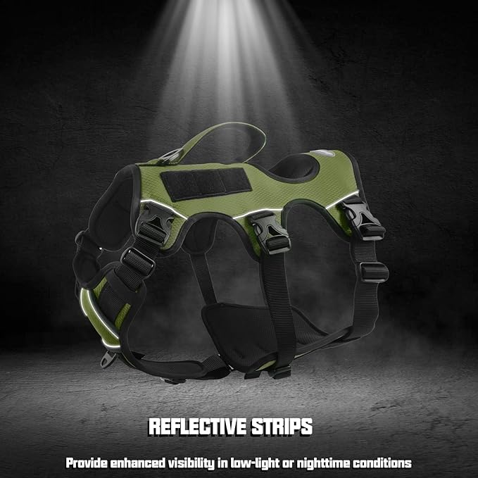 AUROTH Escape Proof Dog Harness - Soft Padded Reflective Adjustable Vest with Lift Handle - Medium Size