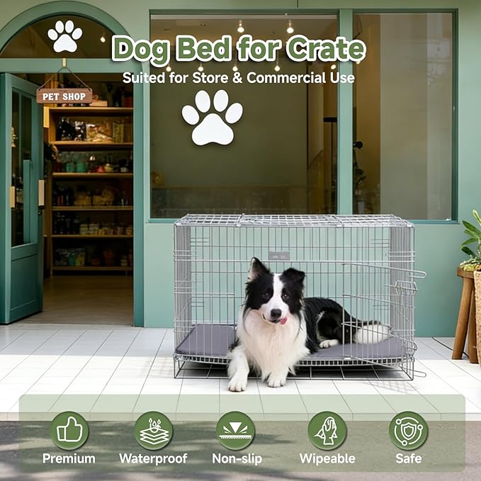Waterproof Dog Crate Pad, Medium Crate Mat Bed, Outdoor Kennel Mat Beds Dog Sleeping for Small Medium Pets, Clooling, Waterproof, Wipeable, Anti-Slip, Kennel Pads 29 x 18 Inch, Dark Gray