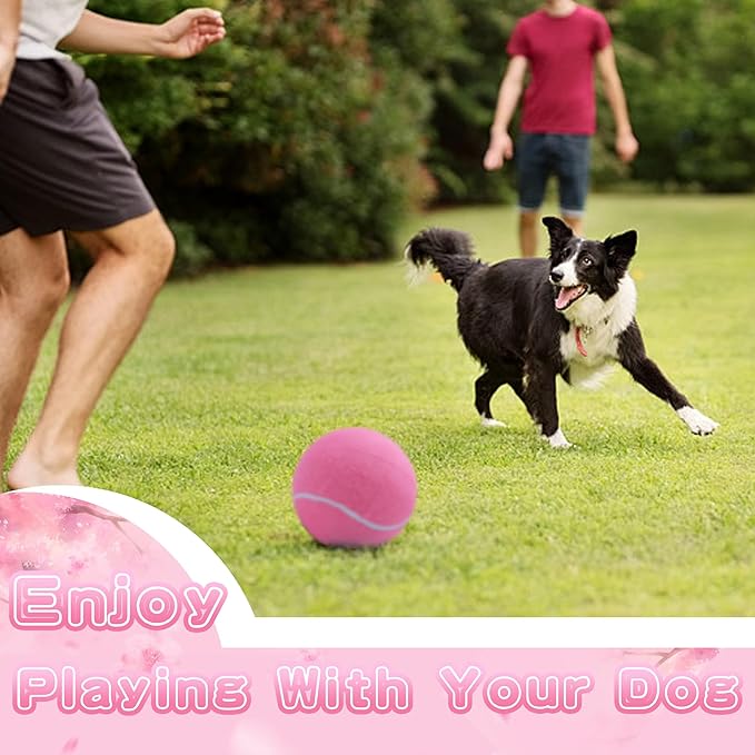 Giant 9.5" Dog Toy Ball - Oversize Interactive Puzzle Toy with 1*Ball Pump + 1*Needle for Small, Medium, Large Dogs (Pink)