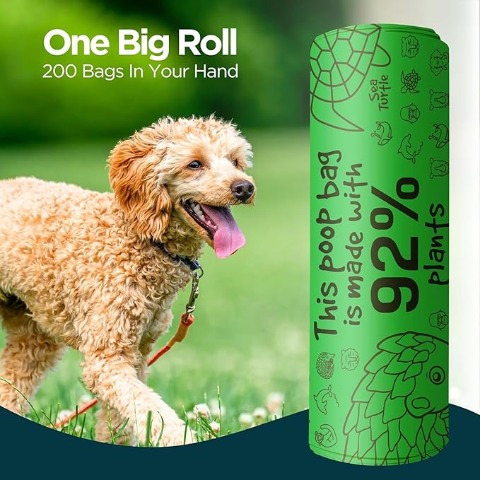The Original Poop Bags® 92% Plant-Based Dog Waste Bags, USDA Certified Biobased, Extra-Large & Leak-Proof, Single Bulk Roll (400 Count (Pack of 2))