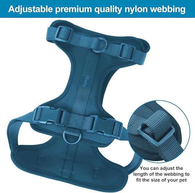 No Pull Lightweight Dog Harness: Adjustable Durable Breathable Mesh Pet Vest Harness with Soft & Comfortable Cushion, for Small Medium Large Dogs (Small, Navy)