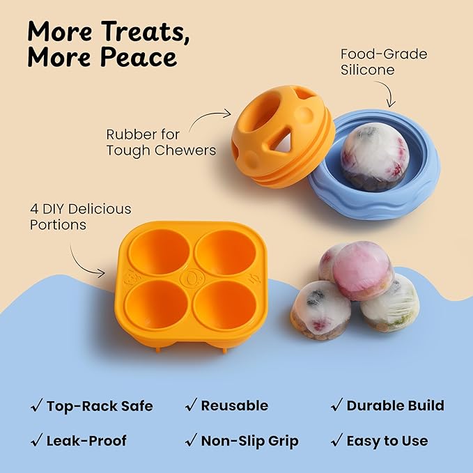 Nocciola Enrichment Dog Toys Set for Aggressive Chewers, Frozen Treat Molds & Interactive Feeder, Freezable Rubber Dog Licking Toy for Long-Lasting to Keep Them Busy, Engagement & Anxiety Relief
