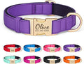PET ARTIST Personalized Dog Collars, Colorful Purple Custom Dog Collar with Silent Engraved ID Tag, Lightweight Breathable Nylon & Soft Padded, Matching Leash & Poop Bag for Large Dogs,L Fit 15-23"