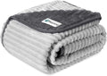 PetAmi Waterproof Dog Blanket, Leakproof Pet Blanket for Small Medium Large Dog, Reversible Furniture Bed Sofa Couch Cover Protector, Soft Striped Pet Throw for Indoor Cat, 60x80 in, Grey Light Gray