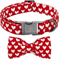 Lionheart glory Dog Bow Collar - Valentine's Day Dog Collar with Bowtie Red Heart Collars Soft Adjustable for Medium Dogs Spring Holiday Collars