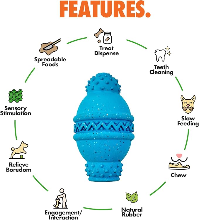 Max Fusion Made with Nike Grind, Arlee Cannon Treat Dispensing Dog Toy for All Dogs, Treat Dispenser, Durable Treat Toys, Natural Rubber Chew Toy, Medium, Orange, 1 Count
