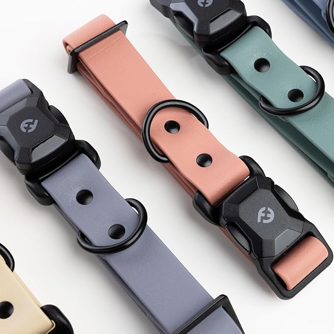 2026 New Edition, Fei & Eve PVC MagEase Dog Collar - Patented Magnetic Buckles | Quick-Release | 450LB Escape-Proof | Fur-Safe | Adjustable Fit | Medium Blush