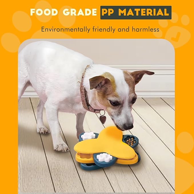 Pet Puzzle Dispensing Slow Feeder Cat Puzzle Toys for IQ Training & Mental Enrichment, Interactive Toys for Small Medium Cats and Dog, Puppy Treat for Fun Feeding Toy (Yellow Tornado Shape)