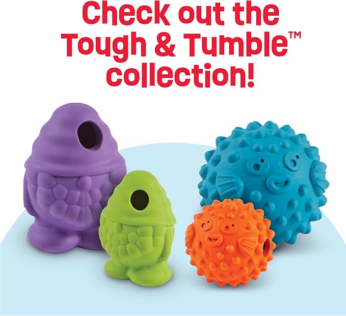 Brightkins Tough & Tumble Treat Dispenser Small Pufferfish - BPA Free Enrichment Dog Toys for Aggressive Play, Gift for Puppies