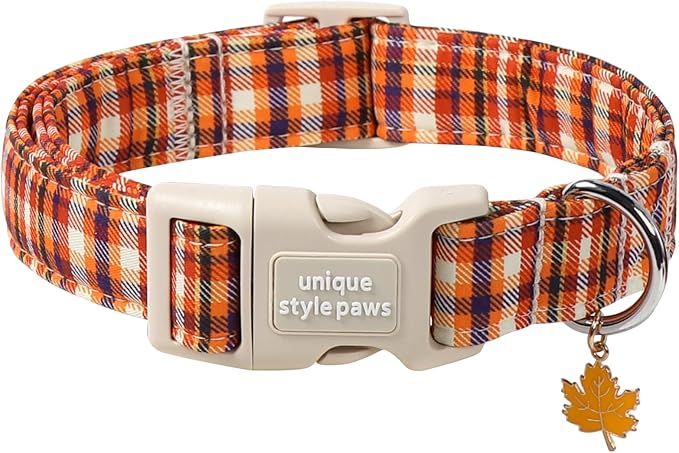 Unique style paws Dog Collar Plastic Buckle with Pendant Colorful Orange Grid Party Puppy Collars for Small Medium Large Boys Girls Dogs