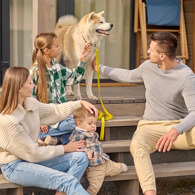 Viper Biothane K9 Working Dog Leash Waterproof Lead for Tracking Training Schutzhund Odor-Proof Long Line with Solid Brass Snap for Puppy Medium and Large Dogs, 15ft Lemon Yellow