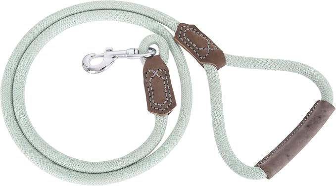 Mile High Life | Premium Leather Dog Leash | Strong Rope Leash | Leather Handle | Zinc Alloy Strong Clasp | Small Medium Large Dogs | 4/5/6 Feet(Green, 48 Inch (Pack of 1))