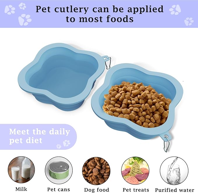 Dog Bowls Pet Collapsible Bowl Slow Feeder Outdoor, Dog Travel Bowls Portable Foldable Cat Water Dish Bowl for Pets Walking Parking Camping (Green)