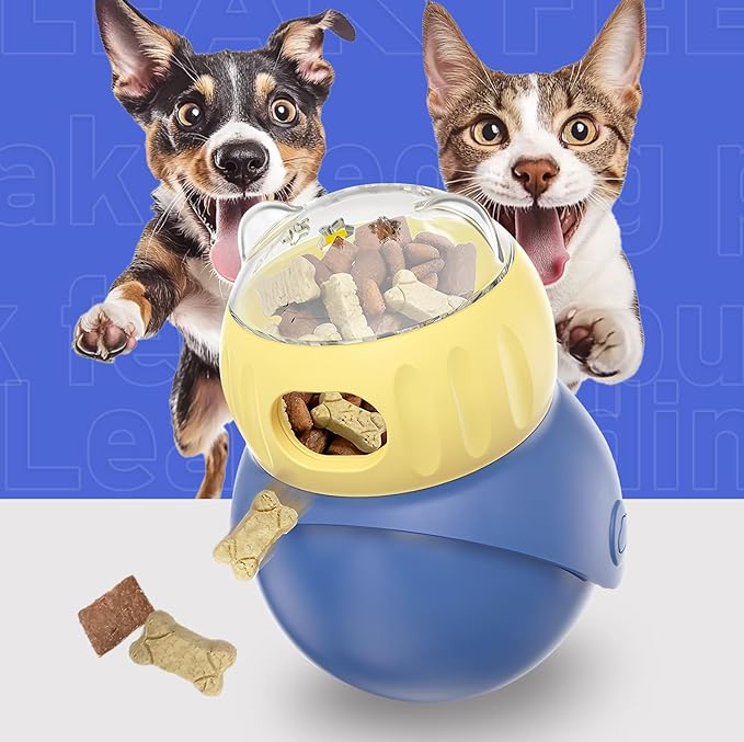 Interactive Pet Toys, Fun Tumbler Puzzle Toys with Food Dispense for Cat,Small Dogs and Other Pets, Interactive Chase Treat Ball Playing Indoor for Cats and Mini Puppies in Safety (Owl Shape)