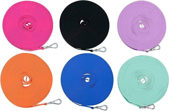 Waterproof Dog Training Leash 50FT 30FT 15FT 10FT 5FT Heavy Duty Recall Long Lead for Large Medium Small Dogs (15FT, Purple)