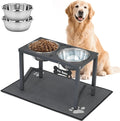 Elevated Dog Bowl Stand, 11.8 Inch Tall Raised Feeder with 2 Stainless Steel Bowls (58oz) and Non-Slip Mat for Medium/Large Dogs (Grey)