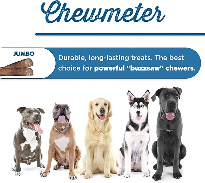 Best Bully Sticks 6 Inch Jumbo Bully Sticks - 25 Count (Pack of 1) - Natural Grass-Fed Beef, Single Ingredient, Grain and Rawhide Free, Ideal for Large Canines