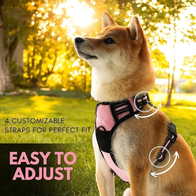 Ziggy Pet Dog Harness Adjustable Nylon Mesh Vest with Leash Clips (Pink, Extra Large)
