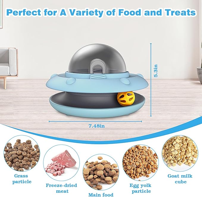 Dog and Cat Interactive Treat Toy, Pets Food Puzzle Toy with Bell Ball, Suitable for Puppies and Kittens