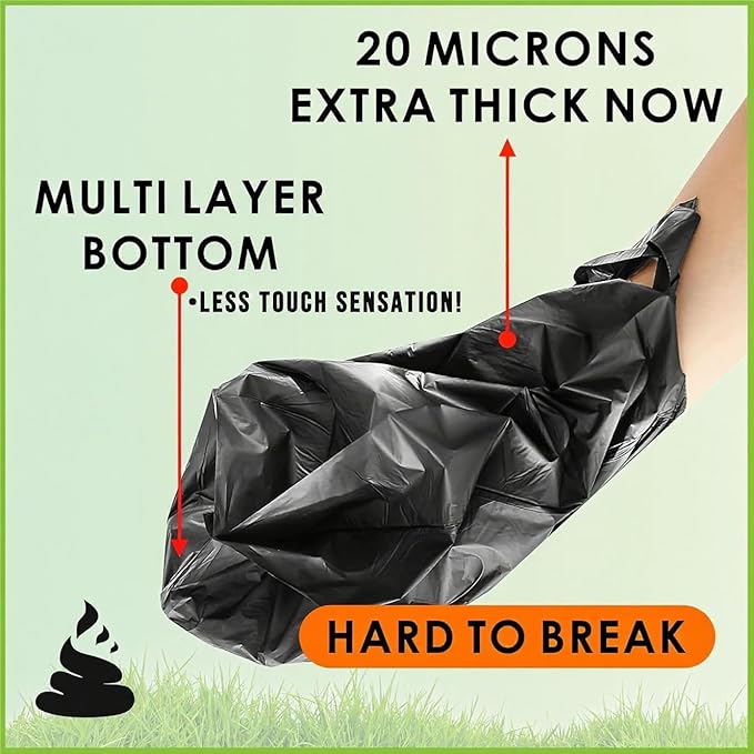 Ultra Thick RockRhino Dog Poop Bags - ECO Heavy Duty, Multi-Layer Bottom, 0% Plastic, 100% Home Compostable, Mint-Scented, Easy Open Tie Handles, Glove-Like Fit - 120 Bags