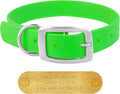 Regal Dog Products Small Light Green Waterproof Dog Collars with Custom Engraved Name Plate | Vinyl Coated, Easy to Clean Personalized Biothane Dog Collar - Other Sizes for Medium & Large Dogs