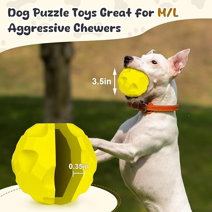 Interactive Dog Puzzle Toys for Boredom, Dogs Enrichment Toys to Keep Them Busy, Dog Treat Balls for Large Dogs, Tough Treat Dispensing Dog Toys