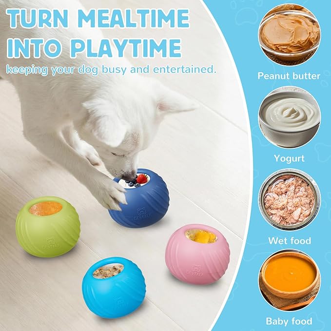 Long-Lasting Dog Lick Toy, Wobbly Dog Enrichment Lick Bowl to Keep Dogs Busy, Interactive Stuffable Dog Treat Feeder for Boredom, Silicone Treat Dispensing Chew Toy(Light Blue,S)