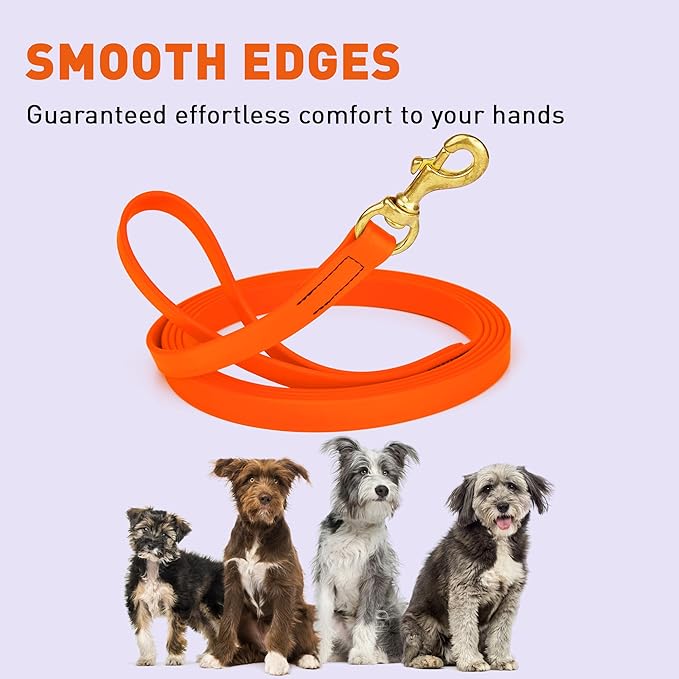 Viper Biothane K9 Working Dog Leash Waterproof Lead for Tracking Training Schutzhund Odor-Proof Long Line with Solid Brass Snap for Puppy Medium and Large Dogs, 10ft Hunter Orange